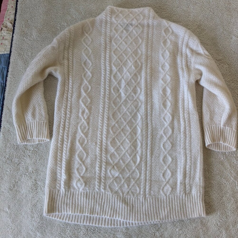 PURE CASHMERE white cabled sweater